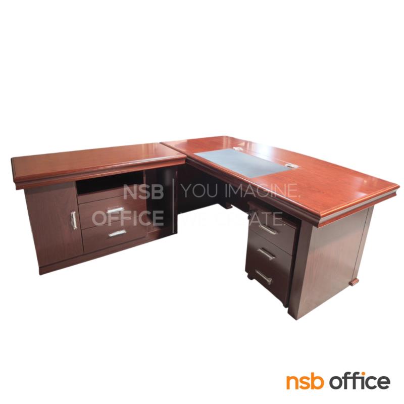 โต๊ะทำงานผู้บริหารตัวแอล รุ่น Auralux (ออราลักซ์) ขนาด 160W ,180W ,200W cm. พร้อมตู้ลิ้นชักและตู้ข้าง