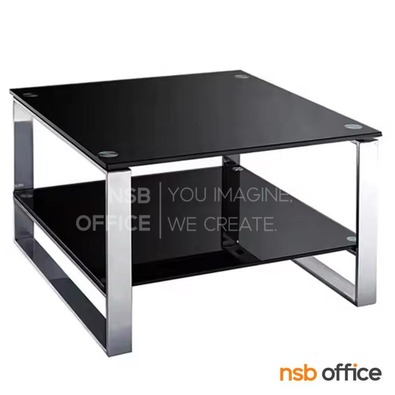 B13A420:โต๊ะกลางกระจกนิรภัยสีดำ Fronex (ฟรอนเน็กซ์) ขนาด 60W cm. โครงขาสแตนเลส