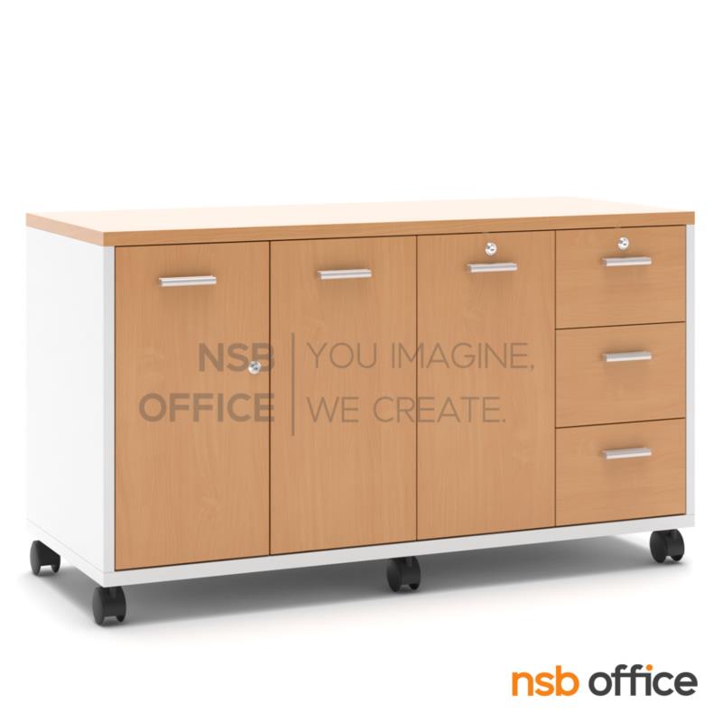 C04A084:ตู้เอกสาร 3 ลิ้นชัก 3 บานเปิดทึบ รุ่น Queen (ควีนส์) สูง 69 cm. เมลามีน