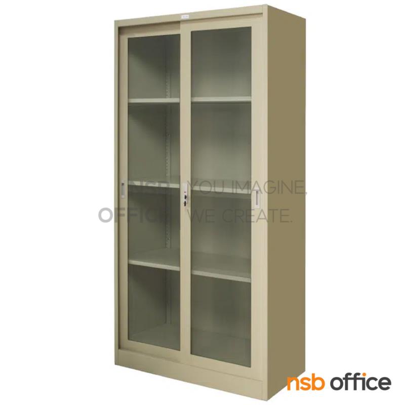 E33A007:ตู้เหล็กบานเลื่อนกระจกสูง 185 ซม. รุ่น ZINGULAR-ZDG-1886 มี 3 แผ่นชั้น   