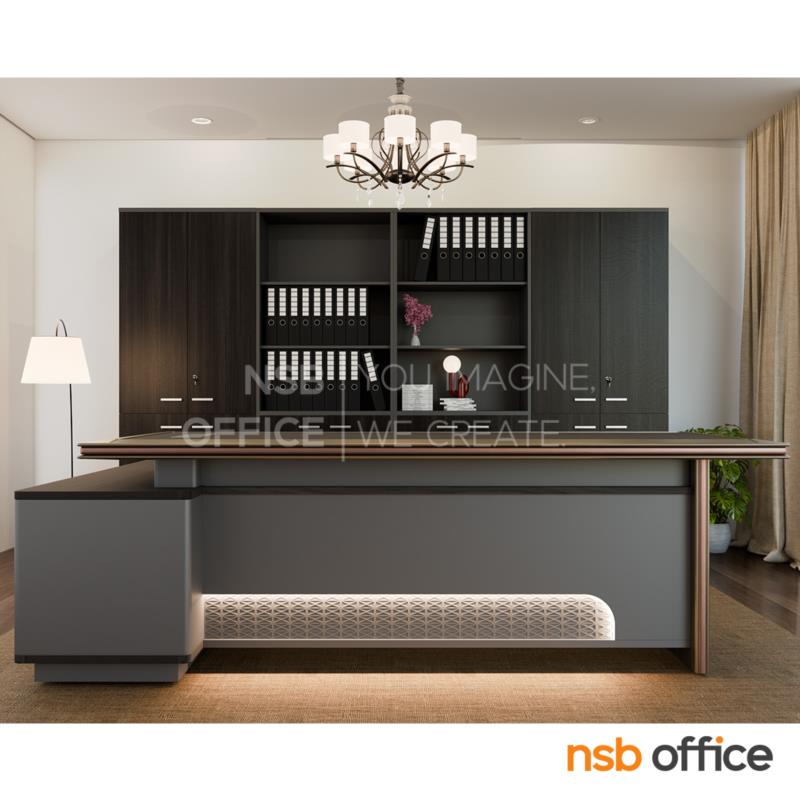 A30A069:โต๊ะผู้บริหารตัวแอล รุ่น Malik (มาลิค) ขนาด 240W cm. พร้อมตู้ข้าง