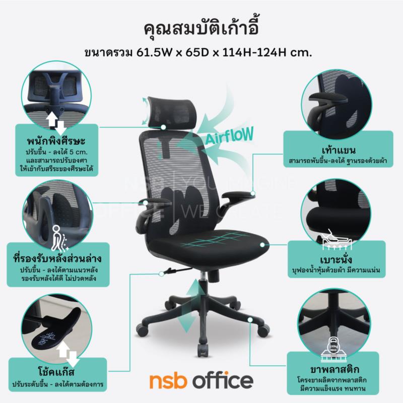 เก้าอี้ผู้บริหารหลังเน็ต รุ่น Jayco (เจโค่)  โช๊คแก๊ส ก้อนโยก ขาพลาสติก