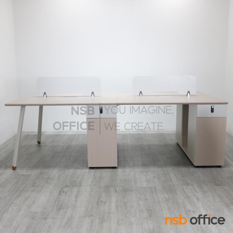 โต๊ะทำงานกลุ่ม 4 ที่นั่ง รุ่น Romilda (โรมิลด้า)  พร้อมมินิสกรีนและตู้เก็บของ กุญแจล็อกรหัส