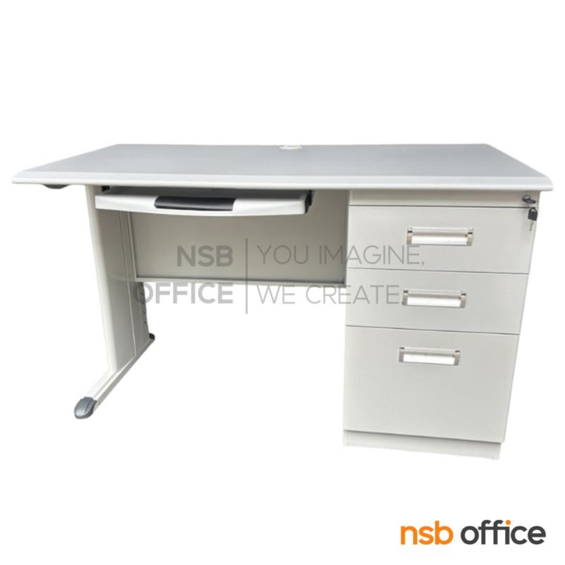 E02A066:โต๊ะทำงานเหล็กหน้าไม้ postform 3 ลิ้นชัก รุ่น Attovy (แอทโทวี่)  