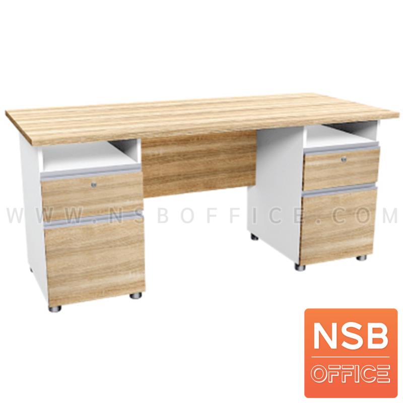 A21A003:โต๊ะทำงาน 4 ลิ้นชัก  รุ่น Rebelle (เรอเบลล์) ขนาด 180W cm. เมลามีน สีเนเจอร์ทีค-ขาว