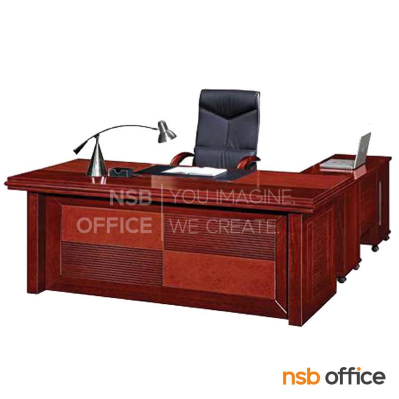 A06A019:โต๊ะผู้บริหารตัวแอล  รุ่น Regent (เรเจนท์) ขนาด 180W cm. พร้อมตู้ลิ้นชักและตู้ข้างโต๊ะ