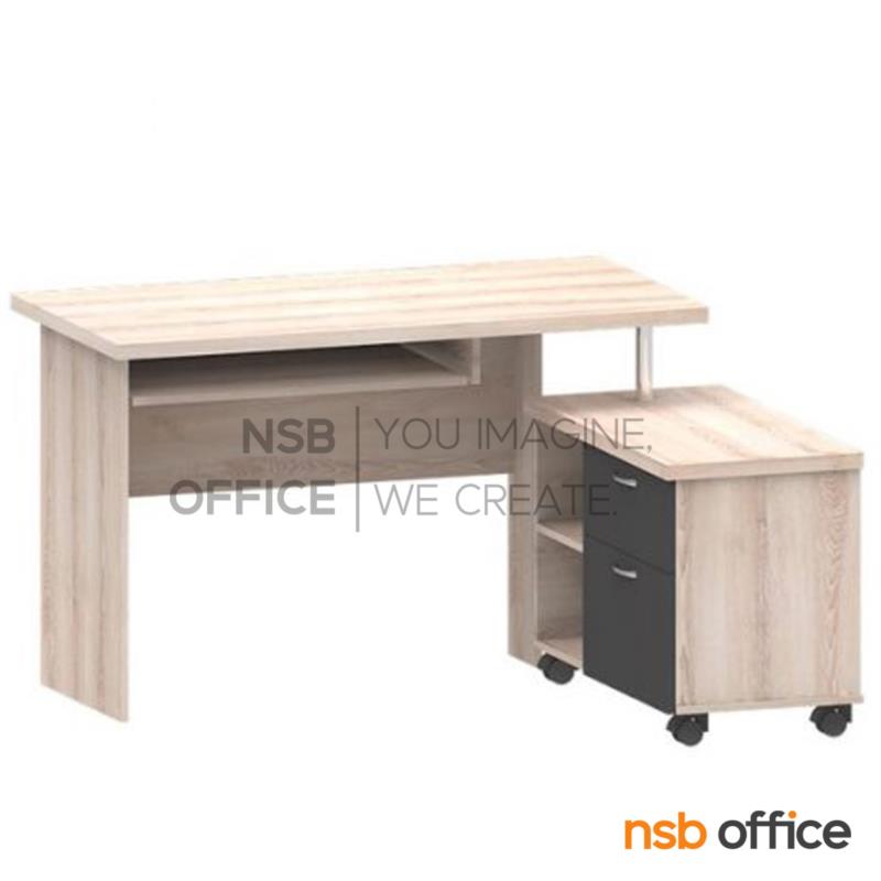 A12A071:โต๊ะคอมพิวเตอร์ตู้ข้าง 2 ลิ้นชัก 2 ช่องโล่ง  รุ่น Pamela (พาเมลา) ขนาด 120W cm. 