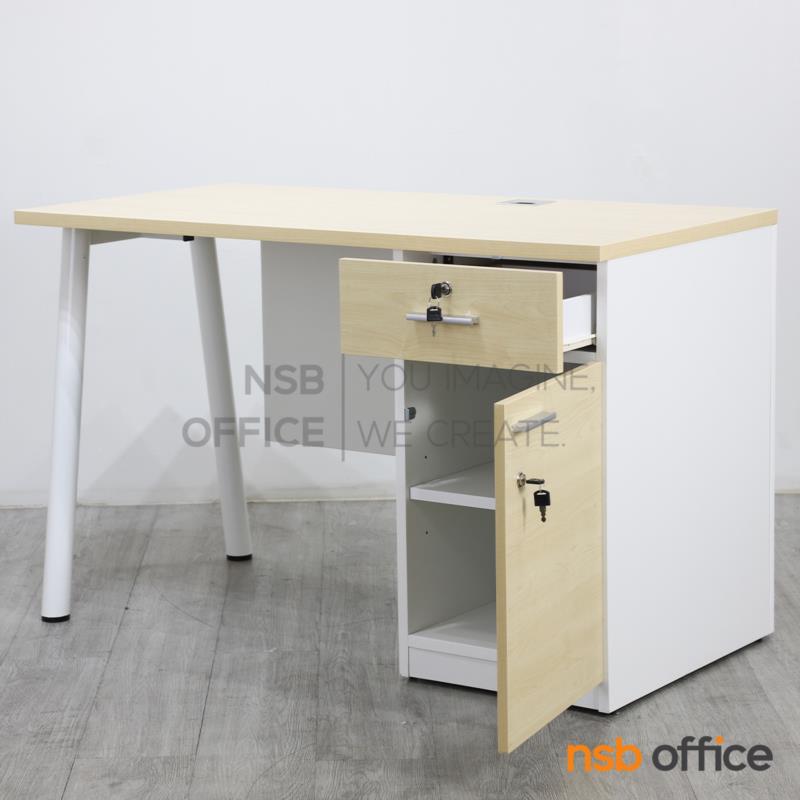 โต๊ะทำงาน 2 ลิ้นชัก รุ่น Jabassa (จาบัสซา) ขนาด 120W cm. บังตาไม้ ขาเหล็ก