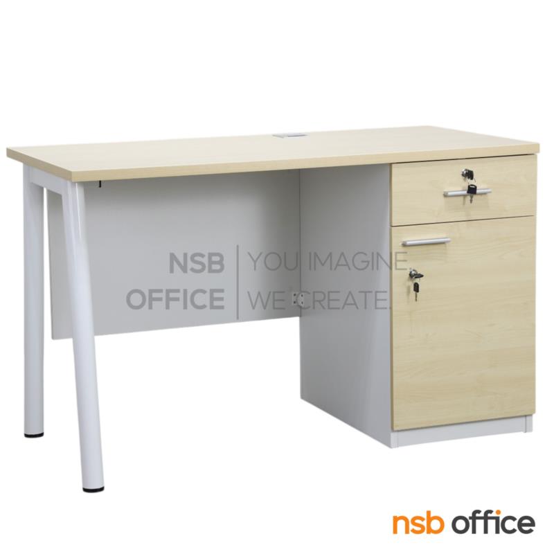 A10A190:โต๊ะทำงาน 2 ลิ้นชัก รุ่น Jabassa (จาบัสซา) ขนาด 120W cm. บังตาไม้ ขาเหล็ก