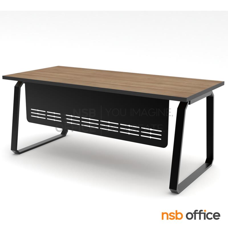 A06A104:โต๊ะผู้บริหารทรงสี่เหลี่ยม รุ่น Birney (เบอร์นี่) ขนาด 160W, 180W cm.  บังตาเหล็ก ขาเหล็กทรงคางหมู