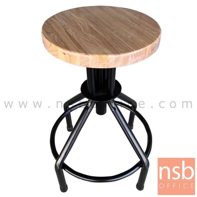 B09A124:เก้าอี้บาร์สตูลหน้าไม้ที่นั่งกลม รุ่น TDT-061  ขาเหล็กพ่นดำ