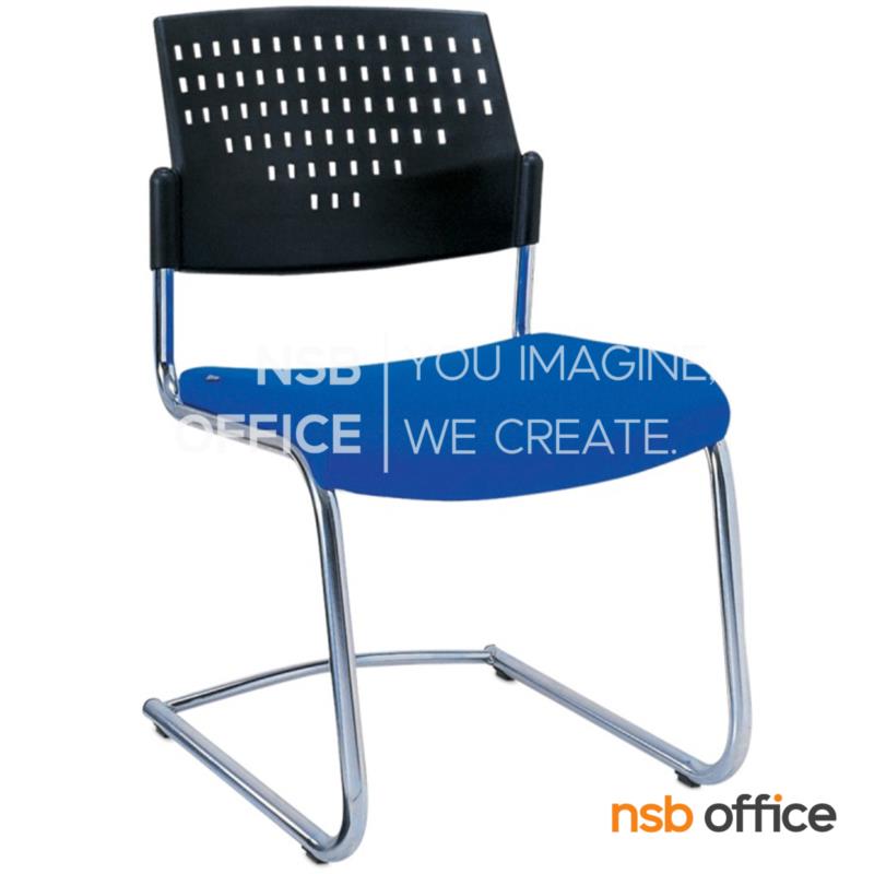 B28A046:เก้าอี้รับแขกขาตัวซีหลังเปลือกโพลี่ รุ่น Bentley (เบนท์ลีย์)  ขาเหล็กชุบโครเมี่ยม