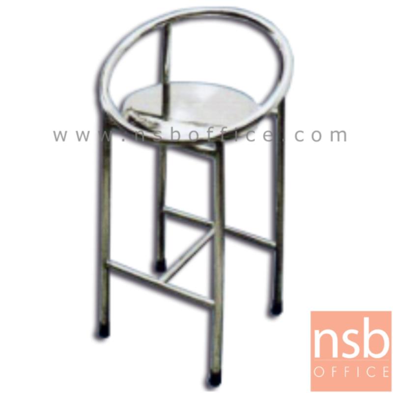G12A199:เก้าอี้บาร์สูงสแตนเลสกลม Di35 cm. รุ่น J-KJ-221R มีพนักพิง (ผลิตจากสแตนเลสกลม)   