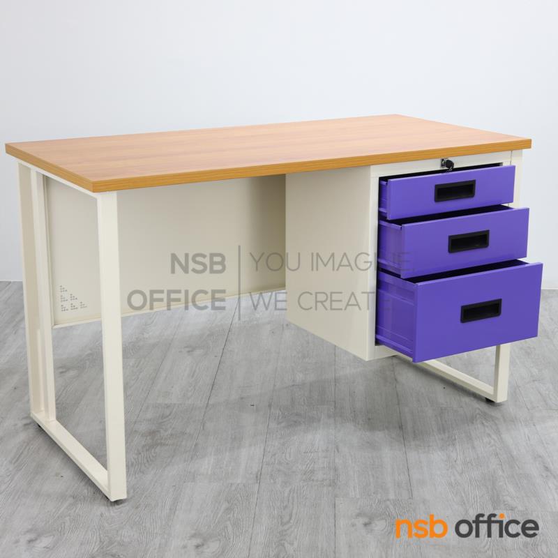 โต๊ะทำงานเหล็กหน้าไม้ 3 ลิ้นชัก รุ่น Edgarton (เอดกาตัน) ขนาด 120W, 150W cm. 