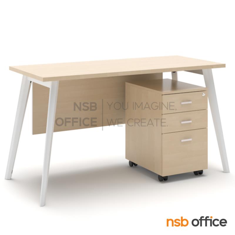 A10A136:โต๊ะทำงานพร้อมลิ้นชักไม้ล้อเลื่อน รุ่น Zania 2 (ซาเนียร์ 2)  บังตาไม้ ขาเหล็ก