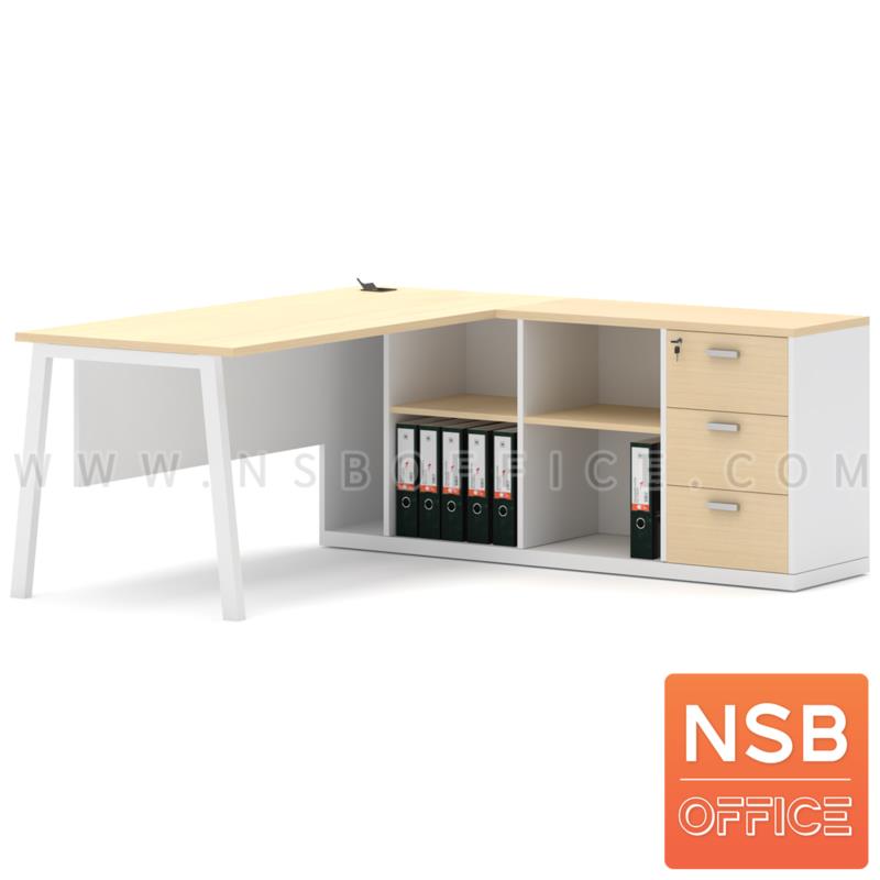 โต๊ะผู้บริหารตัวแอล รุ่น Sandvine (แซนไวน์) ตู้ลิ้นชักพร้อม 4 ช่องโล่ง  พร้อมตัวเก็บสายรุ่น A24A031