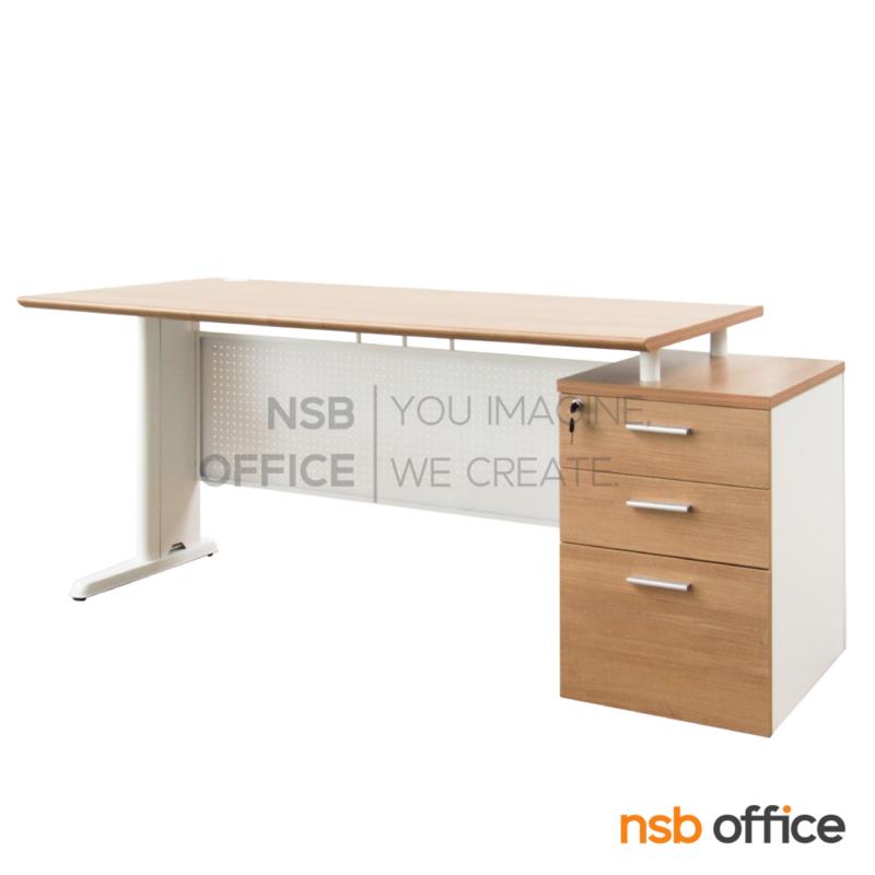 A10A060:โต๊ะทำงาน 3 ลิ้นชัก บังโป๊เหล็ก รุ่น MN-WS170 ขนาด 170W cm. บังโป๊เหล็ก ขาเหล็ก 