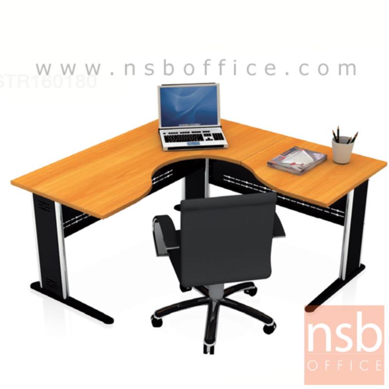 A06A002:โต๊ะผู้บริหารตัวแอลหน้าโค้งเว้า  รุ่น Andorian ขนาด 160W1 ,180W1*180W2 cm.  ขาเหล็ก (12/1/67)