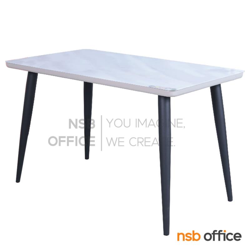 G14A218:โต๊ะรับประทานอาหาร รุ่น Bolza (โบลซา) ขนาด 120W cm. หน้ากระจกลายหินอ่อน ขาเหล็ก