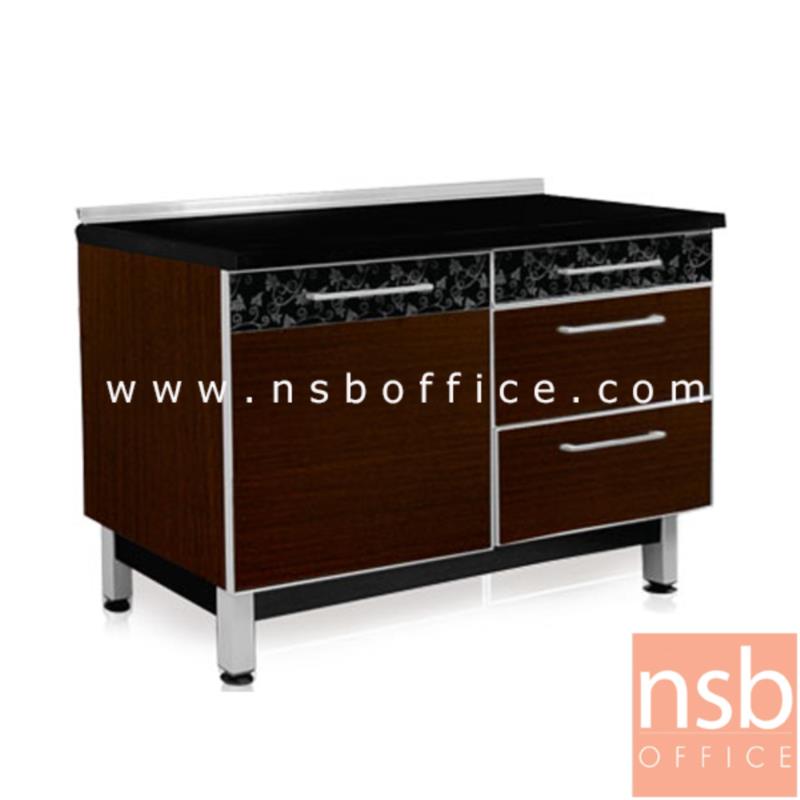 K03A029:ตู้เคาน์เตอร์ กว้าง 120 ซม. TOP เมลามีนสีดำล้วน รุ่น Sanity (แซนนิตินี้)  