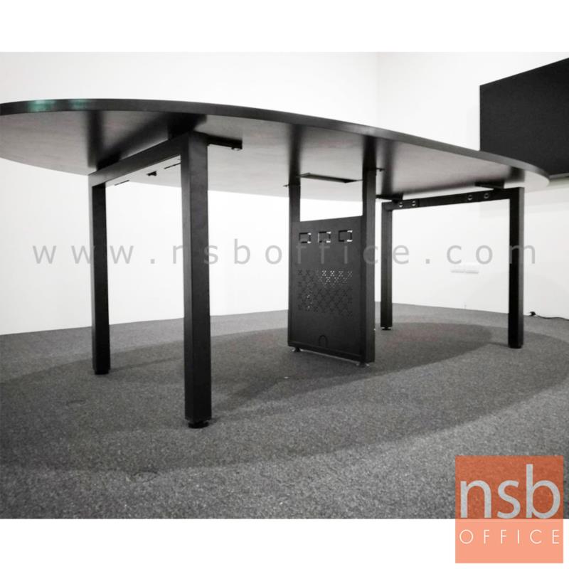 โต๊ะประชุมทรงแคปซูล รุ่น Cara (คาร่า) ขนาด 200W, 240W cm.  พร้อมกล่องนำสายไฟตรงกลาง ขาเหล็ก