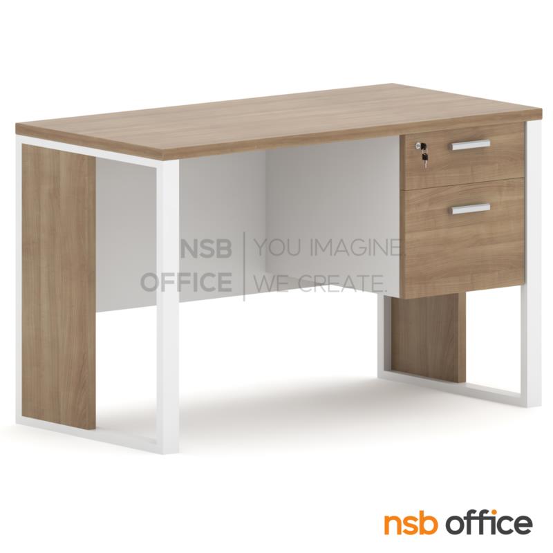 A10A126:โต๊ะทำงาน 2 ลิ้นชัก รุ่น Grendel II (เกรนเดล 2)  บังตาไม้ ขาเหล็ก