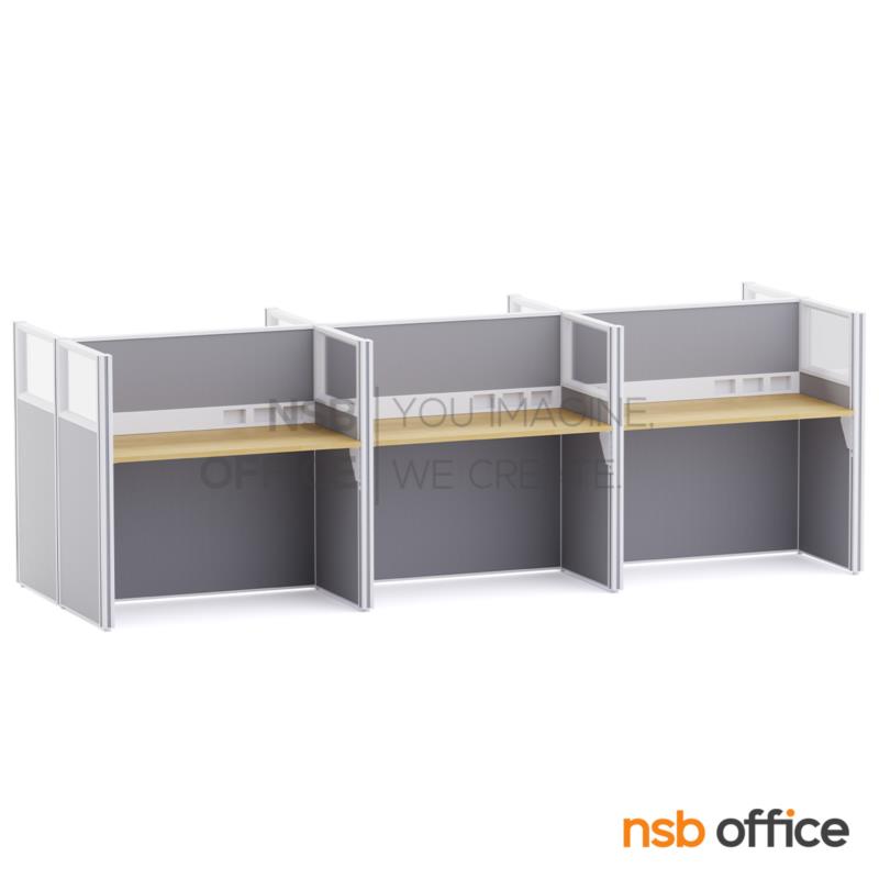 โต๊ะทำงานกลุ่ม รุ่น Leanne (ลีแอน)  พร้อมพาร์ทิชั่นกระจกใส รางไฟตรงกลาง