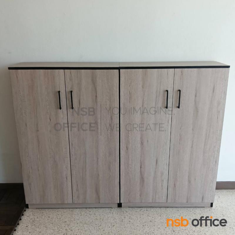 ตู้เก็บรองเท้า 2 บานเปิด รุ่น Golang (โกแลง) ขนาด 80W*122.5H cm. PVC สีโซลิค-ขอบดำ