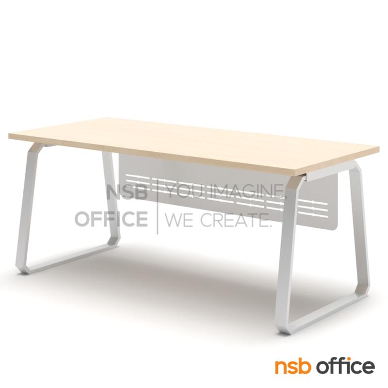 โต๊ะผู้บริหารทรงสี่เหลี่ยม รุ่น Birney (เบอร์นี่) ขนาด 160W, 180W cm.  บังตาเหล็ก ขาเหล็กทรงคางหมู