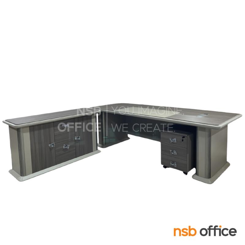 โต๊ะทำงานผู้บริหารตัวแอล รุ่น Nebula (เนบิวล่า) ขนาด 240W cm.  พร้อมตู้ข้าง