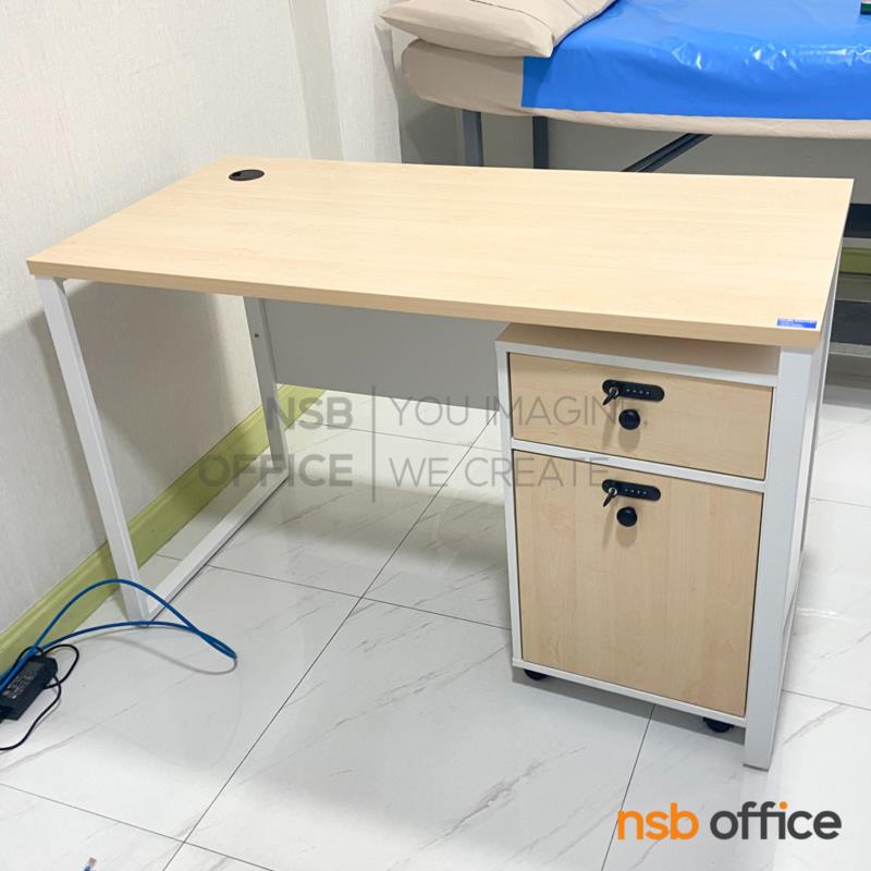 โต๊ะทำงาน 1 ลิ้นชัก 1 บานเปิด ล้อเลื่อน รุ่น Folke (โฟล์ก) ขนาด 120W และ 160W cm. มีกุญแจล็อครหัส ขาเหล็ก