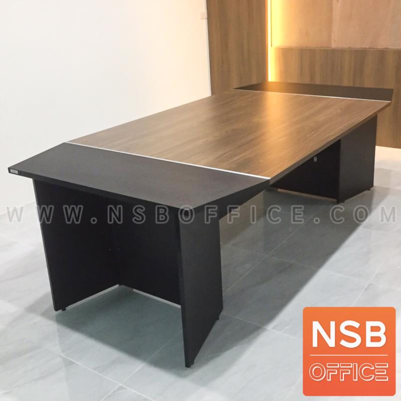 A05A204:โต๊ะประชุมทรงสี่เหลี่ยมคางหมู BAVARIA (บาวาเรีย)  240W cm. สีมอคค่าวอลนัท-ดำ
