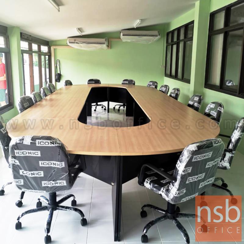 โต๊ะประชุมหัวโค้ง 22 ที่นั่ง รุ่น Xenon (ซีน่อน) ขนาดรวม 600W cm. เมลามีน ขาไม้