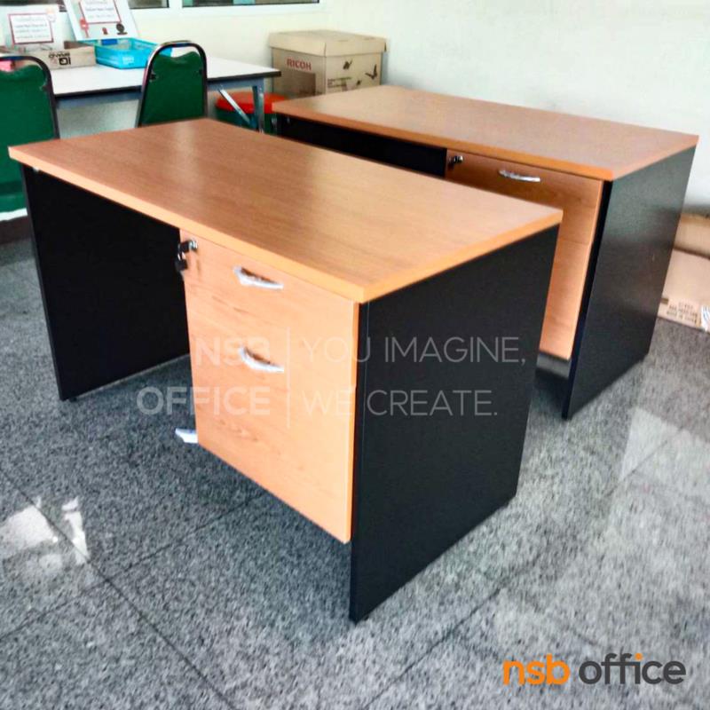 โต๊ะทำงาน 2 ลิ้นชัก รุ่น Nilsson (นิลส์ซัน) ขนาด 120W*60D*75H cm. เมลามีน สีเชอร์รี่ดำ