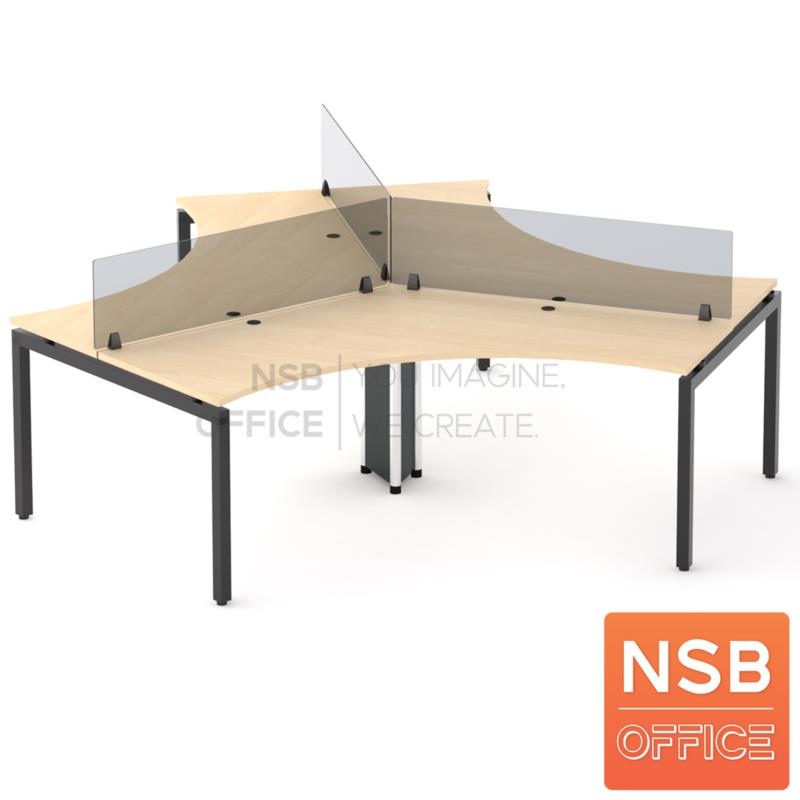 A38A001:โต๊ะทำงาน 3 ที่นั่ง รุ่น Flora (โฟลรา)  มินิสกรีนกระจก ขาเหล็ก