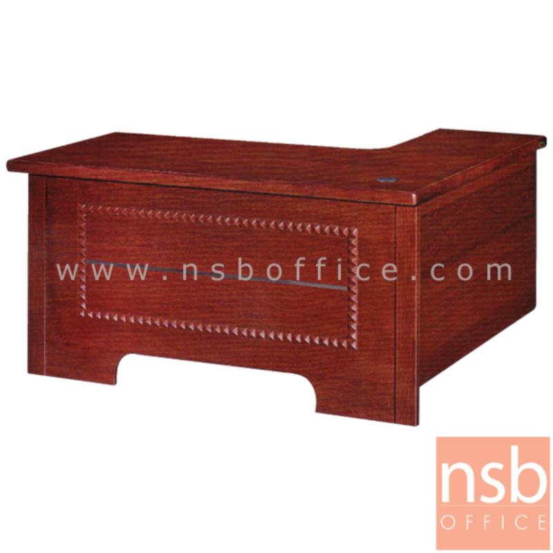 A06A052:โต๊ะคอมพิวเตอร์ทรงตัวแอล 4 ลิ้นชัก  รุ่น Interest (อินเทรส) ขนาด 140W cm. ชิ้นเดียวไม่มีรอยต่อ