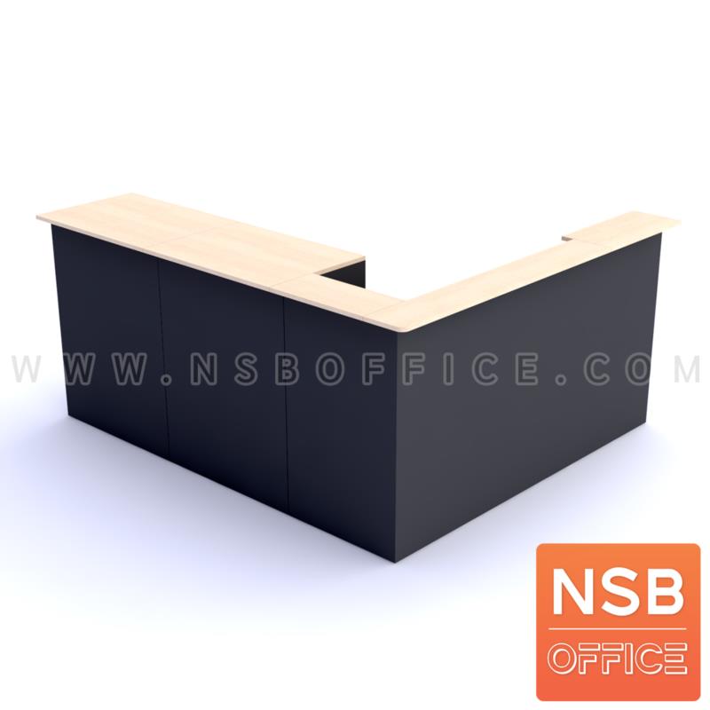 A11A076:เคาน์เตอร์ตัวแอล  รุ่น  Lyndsey (ลินด์เซย์) ขนาด 200W1*220W2 cm. เมลามีน รับผลิตขนาดตามแบบ