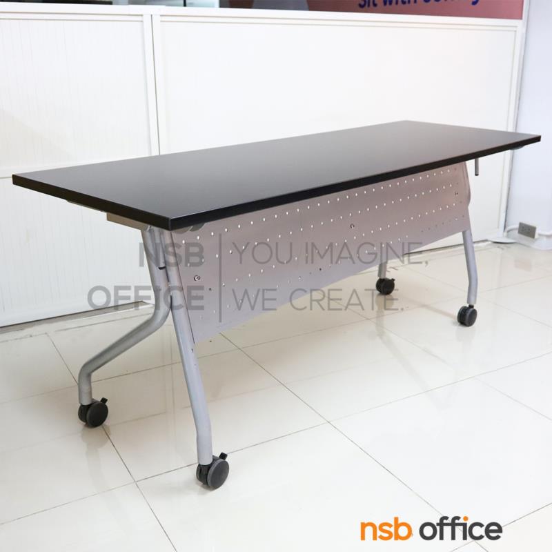 A05A077:โต๊ะประชุมพับเก็บได้ล้อเลื่อน รุ่น Ribbinston (ริบบินส์ตัน) ขนาด 120W, 150W, 180W cm.  โครงขาเหล็ก ลูกล้อใหญ่พิเศษ
