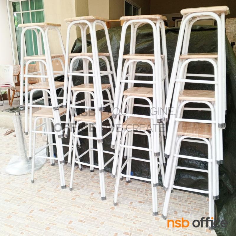 เก้าอี้บาร์สตูลที่นั่งเหลี่ยม รุ่น Nachi (นาจิ) ขนาด 18H ,24H ,30H ,36H ,42H ,48H นิ้ว  โครงขาเหล็กคู่สีขาว