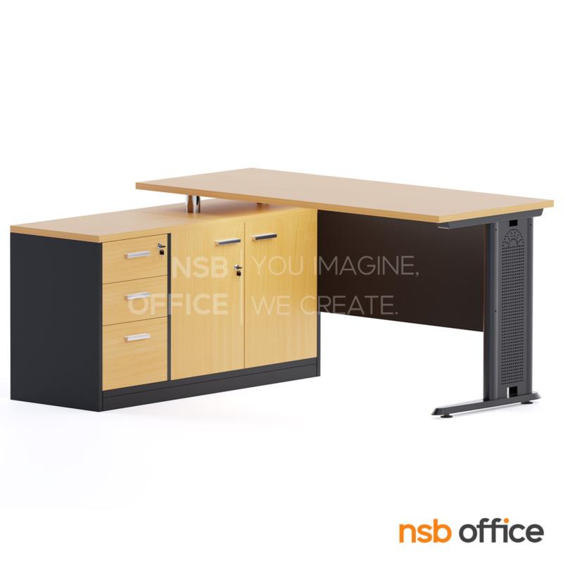 โต๊ะทำงานตัวแอล  รุ่น Iconyx (ไอโคนิกซ์) ขนาด 150W1 ,165W1*130W2 cm.  พร้อมตู้ข้างเตี้ย เมลามีน