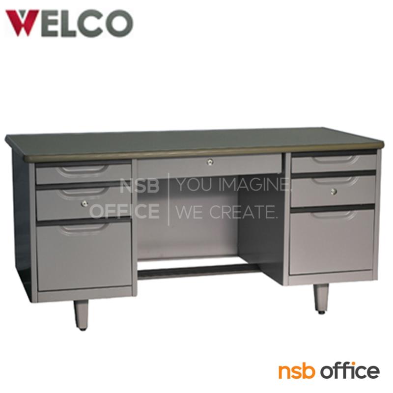 E30A018:โต๊ะทำงานเหล็ก 7 ลิ้นชัก รุ่น WDE ขนาด 4.5 ฟุต ,5 ฟุต 