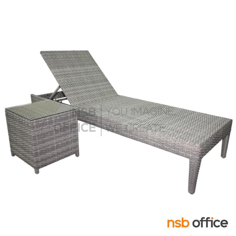 G08A366:เตียงอาบแดด รุ่น Minnette (มินเน็ตต์) ขนาด 70W*190D* 34H cm พร้อมโต๊ะข้างเตียง