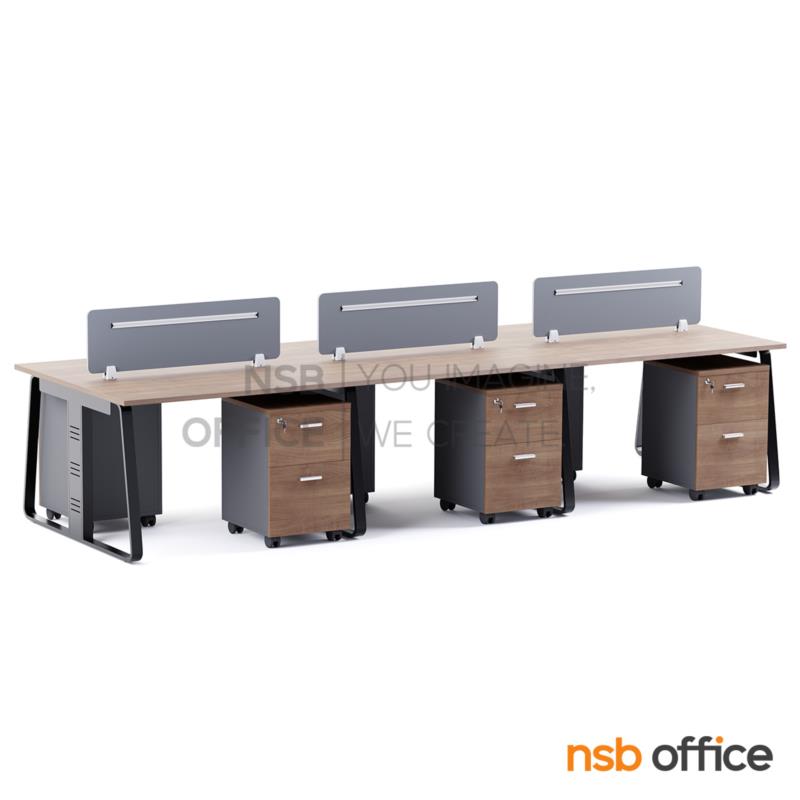 ชุดโต๊ะทำงานกลุ่ม รุ่น Lanko (แลงโก้) 4 และ 6 ที่นั่ง พร้อมมินิสกรีน และตู้ลิ้นชักไม้ล้อเลื่อน