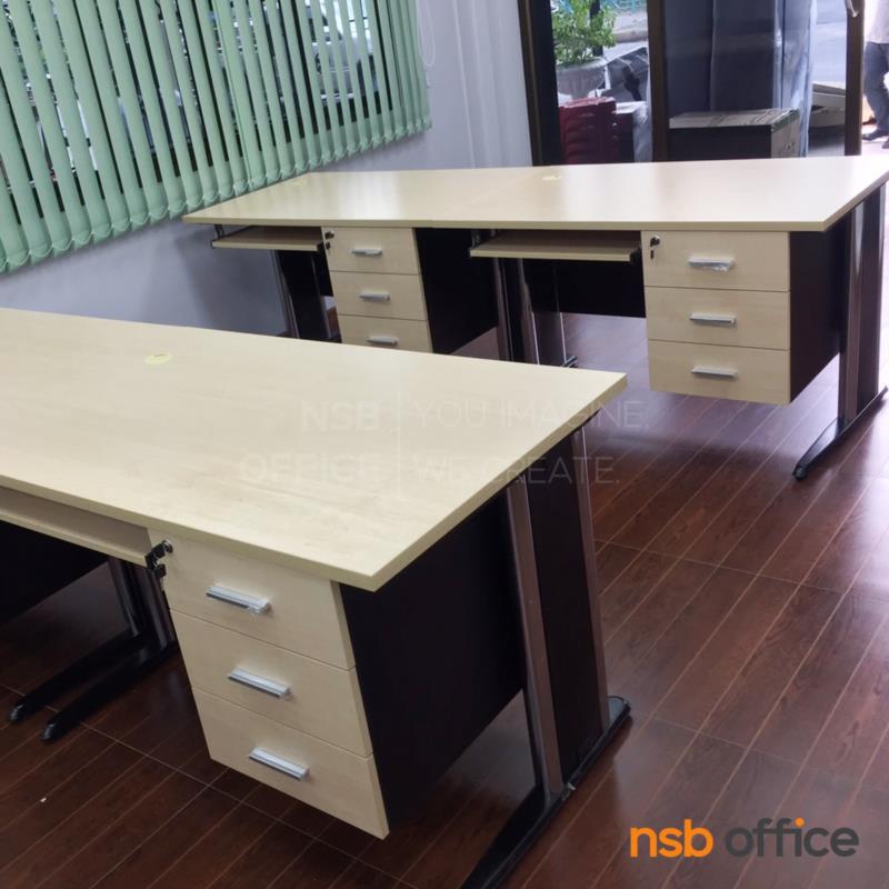 โต๊ะทำงาน 3 ลิ้นชัก รุ่น Zeronic (ซีโรนิก) 120W ,135W ,150W (75D, 80D) cm.  ขาเหล็กตัวแอล