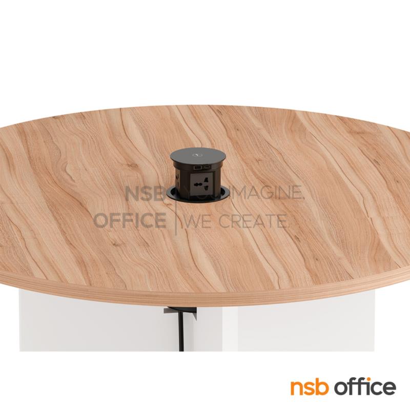 โต๊ะประชุมทรงวงกลม รุ่น Mamon (มาม่อน) ขนาด 100Di ,120Di cm.  มาพร้อมป๊อปอัพกลม กดเด้ง 4 Power 2 USB (A+C) 