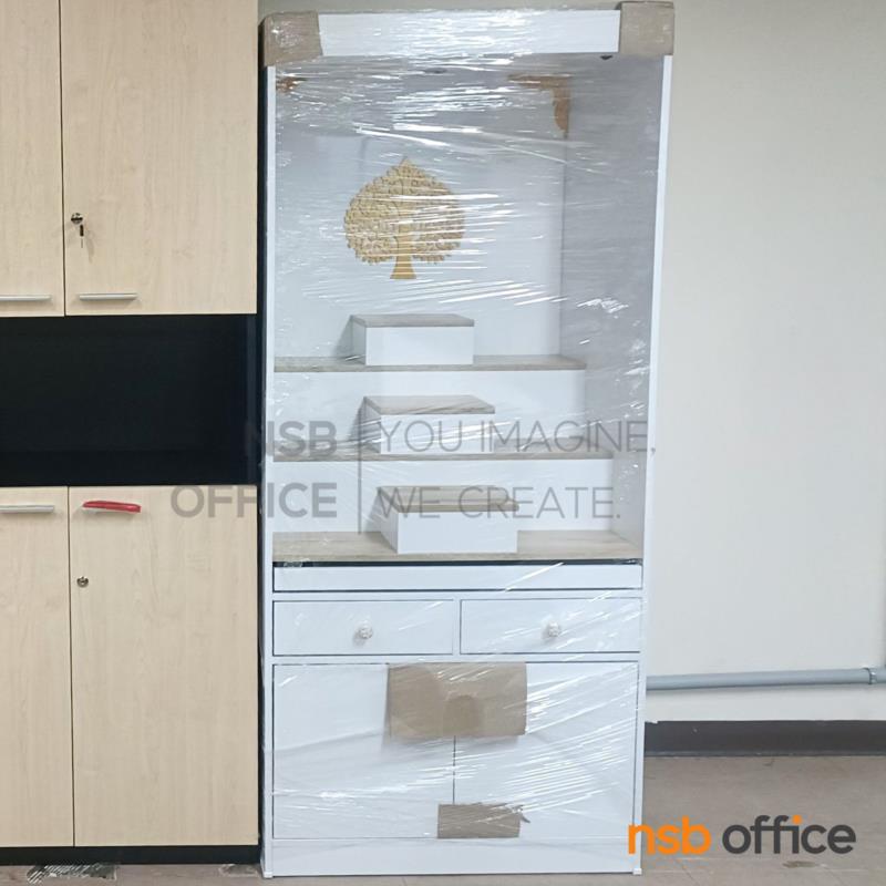 โต๊ะหมู่บูชา มีไฟในตัว รุ่น ธำรง ขนาด 80W cm. สีโซลิต/ขาว