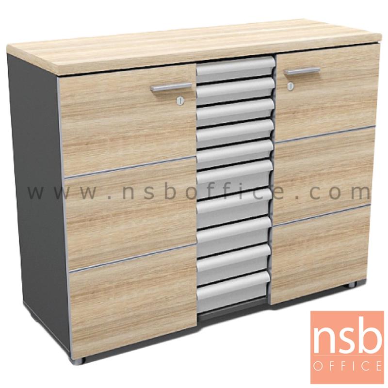 C01A049:ตู้เอกสาร สูง 83H cm. 2 บานเปิด 10 ลิ้นชัก รุ่น LCK-1060   เมลามีน สีแกรนโอ๊คตัดกราไฟท์