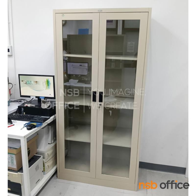 ตู้เหล็ก 2 บานเปิดกระจกสูง 185 ซม. รุ่น ZINGULAR-ZSG-756 มี 3 แผ่นชั้น   