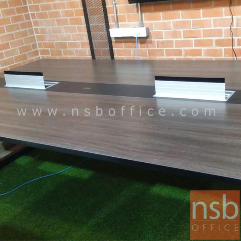 โต๊ะประชุมทรงสี่เหลี่ยม มีคาดกลาง รุ่น Xyren (ไซเรน) พร้อมป็อบอัพ รุ่น A24A047-2 ขาเหล็กเหลี่ยม