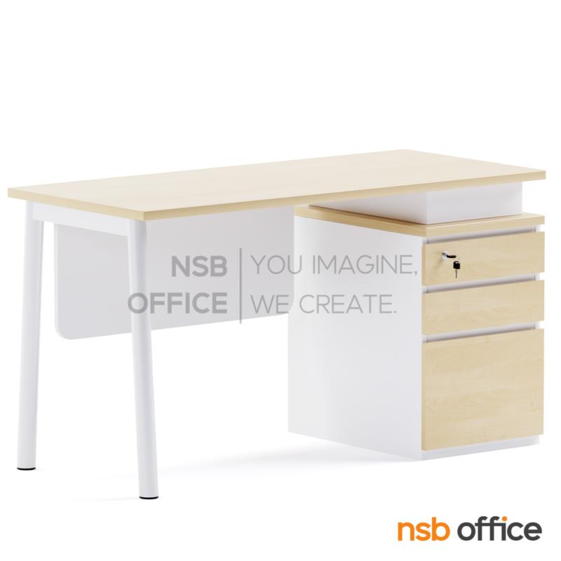 A10A173:โต๊ะทำงาน 3 ลิ้นชัก รุ่น Aragorn (อารากอร์น) ขนาด 120W cm. บังตาไม้ ขาเหล็ก